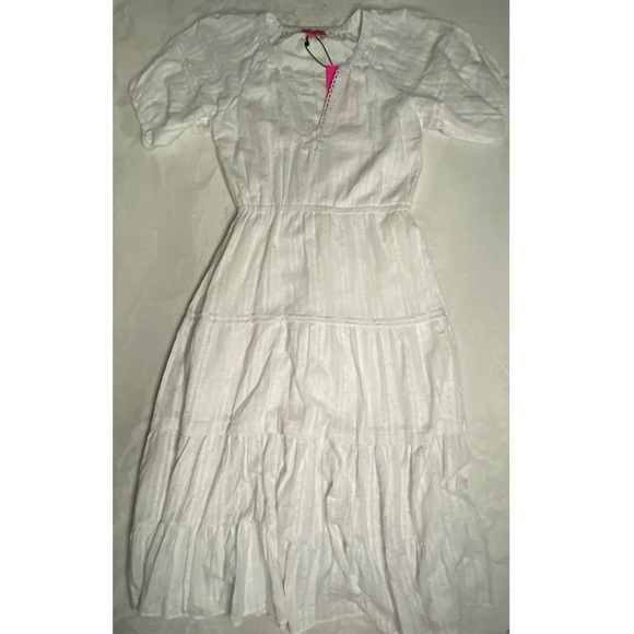 Betsey Johnson spectator puff sleeve midi dress M - Picture 3 of 11